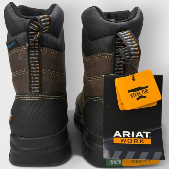 Ariat Treadfast 8in Waterproof Steel Toe Work Boot Men 8.5D Dark Brown NIB main image 8
